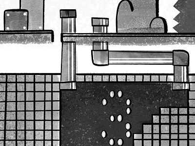 (Detail) Pen and ink Super Mario Bros. 3 world 1-1 map