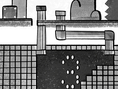 (Detail) Pen and ink Super Mario Bros. 3 world 1-1 map background design background layout cartooning design gaming illustration mario bros nintendo retro gaming super mario bros.