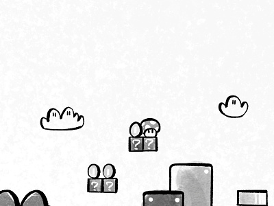 (Detail) Pen-and-ink Super Mario Bros. 3 World 1-1 map background design background layout cartooning design gaming illustration mario bros nintendo retro gaming super mario bros.