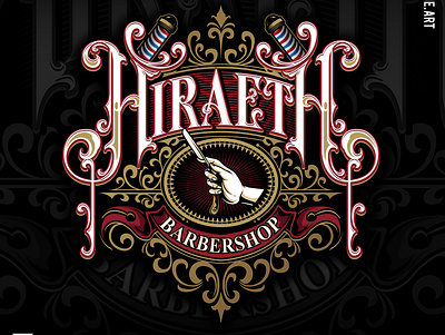 Hiraeth Barbershop logo custom lettering lettering lettering logo logo logo design typography