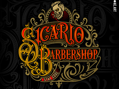 Sicario Barbershop logo barbershop logo caligrafia lettering lettering logo logo logo design