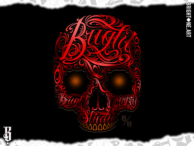 Brightone Skull Lettering illustration lettering skull tattoo