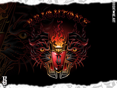 Brightone - Panther artwork illustration lettering neo traditional tattoo tattoo