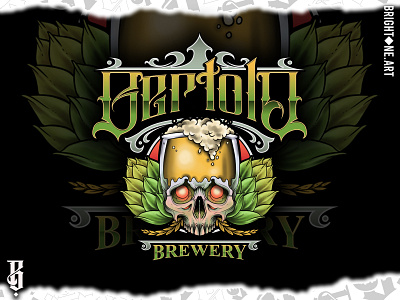 Bertold Brewery brewery logo illustration logo logo neo traditional tattoo skull logo