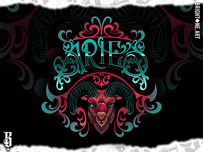 Zodiac - Aries aries artwork illustration lettering lettering art neo traditional tattoo tattoo tattoo art zodiac