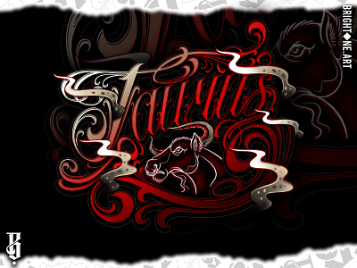 Zodiac - Taurus design illustration lettering lettering art tattoo lettering taurus typography zodiac