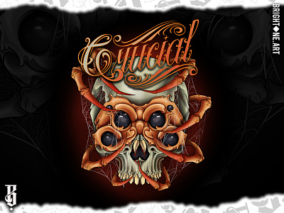 Crucial apparel artwerk clothing illustration neo traditional tattoo skull spider tattoo tattoo art