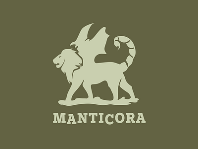 Manticora brand branding design flat graphic design green logo manticore minimal vector