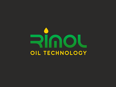 Rimol oil techology engine flat graphic design green logo minimal motor oil technology typography vector