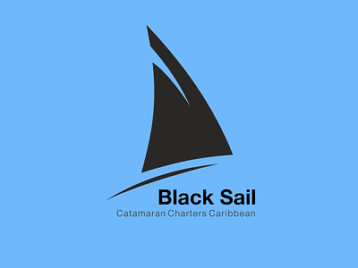 Black Sail black branding caribbean catamaran design flat graphic design logo minimal sail vector