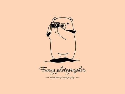 Funny Photographer art bear branding flat graphic design logo minimal photographer typography vector