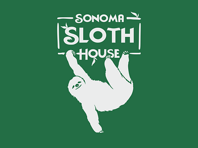 Sonoma sloth house branding flat graphic design green house logo minimal sloth sonoma vector