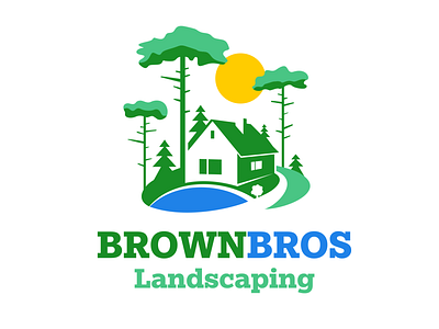 Brown Bros Landcaping branding bros brown graphic design landscape logo nature vector