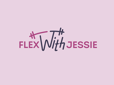 Flex with Jessie barbell fitness flat graphic design logo minimal sport vector woman