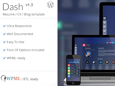 Dash. Large Preview business creative cv marketing personal portfolio resume unique vcard wordpress