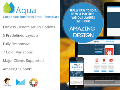 Aqua business colorful corporate email flat marketing newsletter office template unique