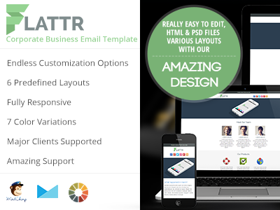 Flattr. Large Preview business colorful corporate email flat marketing newsletter office template unique