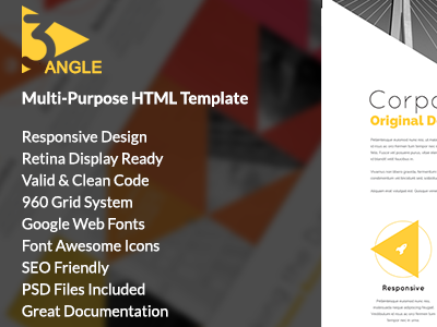 3Angle - Agency Creative HTML Template business corporate creative html multipurpose psd retina triangle unique