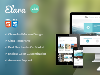 Elara - Multipurpose HTML Template clean design flat html multipurpose photoshop portfolio psd template ui web website