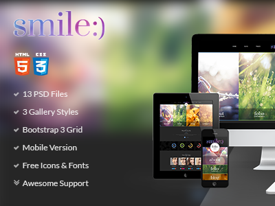 Smile - Creative One Page & Multipage HTML Theme clean design flat html multipurpose photoshop portfolio psd template ui web website