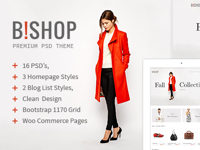Bishop - WooCommerce Responsive WordPress Theme blog commerce fashion lifestyle mobile modern options pannel psd shop shortcodes travel ui