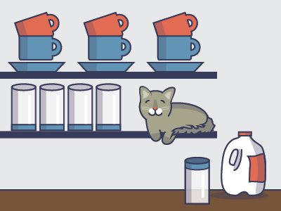 Can I Have Some? cat digital illustration kitchen kitty meow milk silly