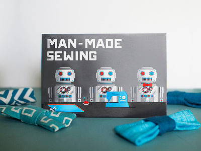 Man-Made Sewing Postcard postcard robots sewing