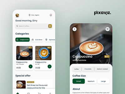 UI UX Coffee order App Design app branding design graphic design illustration logo modern ui ux vector