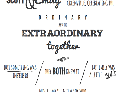 Scott & Emily Wedding program typography wedding