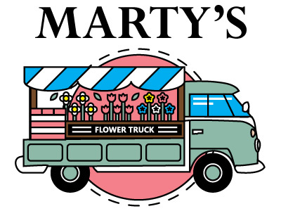 Marty's Flower Truck logo flat illustration logo vector