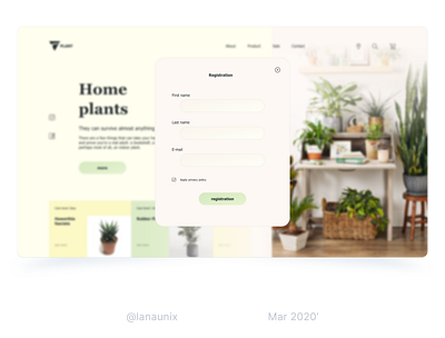 Registration form in the online houseplant store 100daychallenge branding challenge dailyui dailyui 001 dribbble figma ui