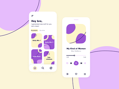 Music player concept app ios mobile music player purple