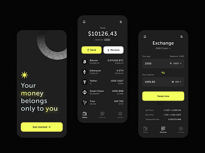 Crypto wallet concept app coins crypto design ios mobile money ui ux wallet