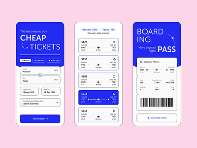 ✈️ Boarding pass airplane app blue boarding pass mobile tickets ui