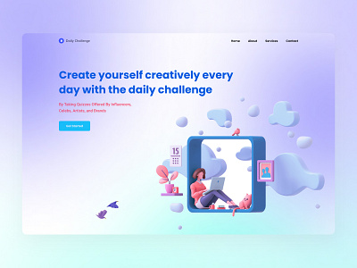 Unique Section__Daily Challenge☯️🎲 bannar glassmorphism bannar glassmorphism branding branding agency branding design flat illustration hero banner hero section homepage interface landingpage mainpage ui ui ux unique design user interface design ux veactor web webdesign