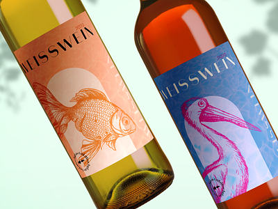 Wine label design with fish Illustration