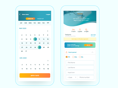 Travel App Flight and Hotel mobile app design