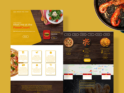 FoodCourt Website Design bar design designs food foodcourt orange red restaurant website website banner website concept website design