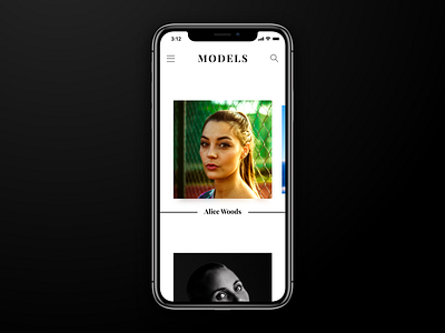 Models app - Discover profiles app design discover ios iphonex minimalist models photo photography portfolio square swipe ui white