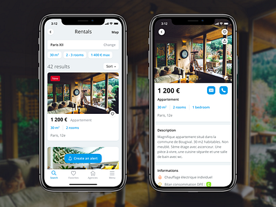 Rentals App app design details filters ios iphonex mobile rental ui ux