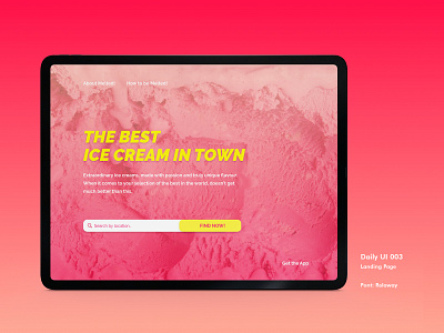 DailyUI #003 - Landing Page 003 app appdesign dailylogochallenge dailyui gradient icecream interfacedesign pink uidesign xd