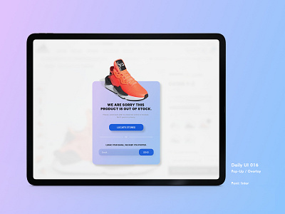Daily UI #016 - Pop-Up / Overlay app appdesign dailyui dailyui016 dailyuichallenge design gradient interfacedesign ui uidesign xd