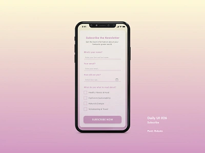 Daily UI #026 - Subscribe app appdesign dailyui dailyui026 dailyuichallenge design form gradient interfacedesign ui uidesign xd
