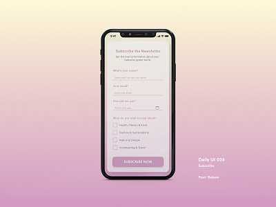 Daily UI #026 - Subscribe app appdesign dailyui dailyui026 dailyuichallenge design form gradient interfacedesign ui uidesign xd
