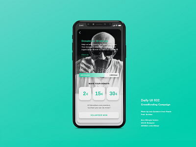 Daily UI #032 - Crowdfunding Campaign app appdesign crowndfunding crowndfunding campaigne dailyui dailyui032 dailyuichallenge design gradient interfacedesign older ui uidesign volunteer xd