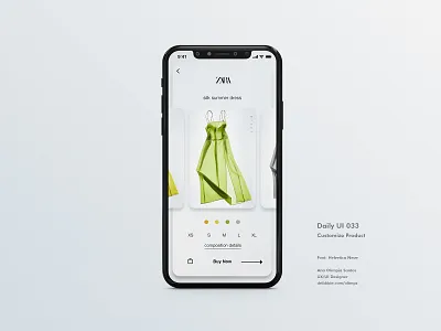 Daily UI #033 - Customize Product app appdesign costume costumize dailyui dailyui033 dailyuichallenge design dress filter gradient interfacedesign product ui uidesign xd zara
