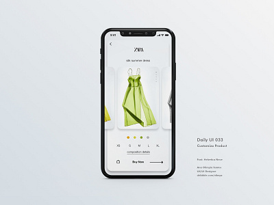 Daily UI #033 - Customize Product app appdesign costume costumize dailyui dailyui033 dailyuichallenge design dress filter gradient interfacedesign product ui uidesign xd zara