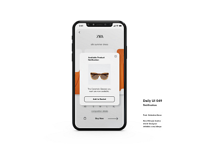 Notification #049 DailyUi Challenge app appdesign available clothes dailyui dailyui049 dailyuichallenge design gradient interfacedesign notification product ui uidesign xd zara