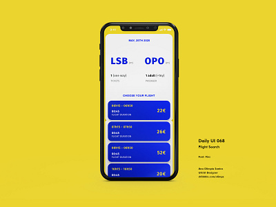 Flight Search #068 DailyUi Challenge