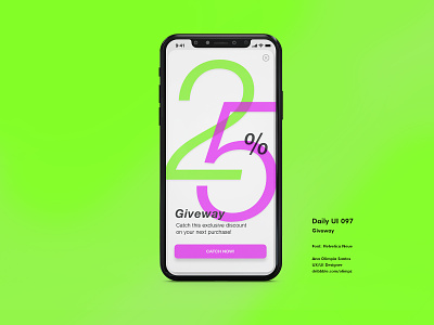 Giveway #097 DailyUi Challenge app appdesign branding daily 100 challenge dailyui097 giveway gradient helvetica interface interfacedesign neon ui uidesign xd